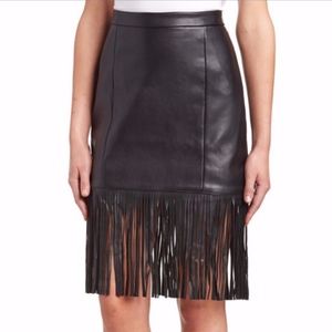 Bagatelle Faux Leather Fringe Skirt Small New *